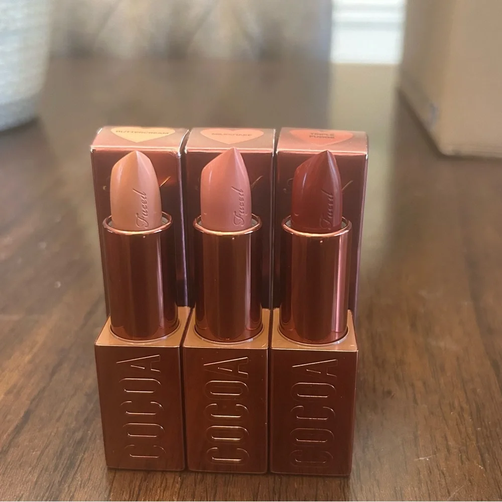 NEW Too Faced cream lipstick set (3) NIB lipsticks
